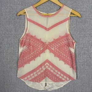 Love Sam S Sheer Embroidered‎ Tank Top Boho Fairy Festival Y2K Statement Cottage